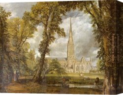 Golding Constable's Flower Garden Canvas Paintings - Salisbury Cathedral by John Constable