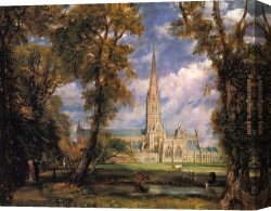 Constable's Canvas Paintings - Salisbury Cathedral from the Bishops' Grounds by John Constable