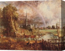 Constable's Canvas Paintings - Salisbury Cathedral from the Meadows by John Constable