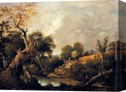Constable's Canvas Paintings - The Harvest Field by John Constable
