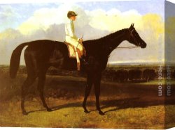 Race Canvas Paintings - a drak bay Race Horse, at Goodwood, T. Ryder up by John Frederick Herring Snr