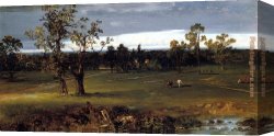 Kensett Canvas Paintings - At Pasture by John Frederick Kensett