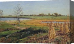 Kensett Canvas Paintings - Connecticut Shoreline in Autumn by John Frederick Kensett