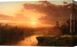 Kensett Canvas Paintings - Sunset over Lake George by John Frederick Kensett