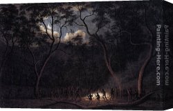 Land Canvas Paintings - A Corroboree in Van Diemen's Land by John Glover