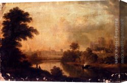Cathedral Canvas Paintings - A View Of Ripon Cathedral From Across The River Ure by John Glover