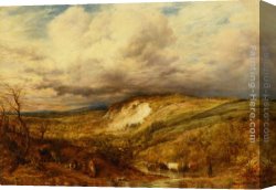 John Linnell Canvas Paintings - A Surrey Chalkpit by John Linnell