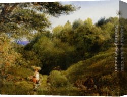John Linnell Canvas Paintings - A Surrey Glade by John Linnell