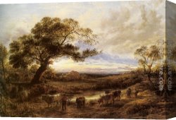 John Linnell Canvas Paintings - Evening by John Linnell