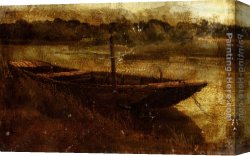 John Linnell Canvas Paintings - Study Of A Punt Moored At Twickenham by John Linnell