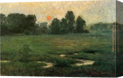 Ottis Canvas Paintings - An August Sunset by John Ottis Adams