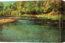 Ottis Canvas Paintings - Iredescence of a Shallow Stream by John Ottis Adams