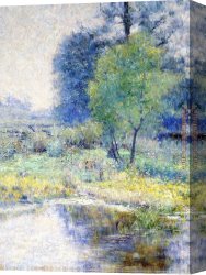 Ottis Canvas Paintings - Spring Landscape 1895 by John Ottis Adams