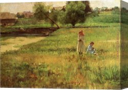 Ottis Canvas Paintings - Summertime 1890 by John Ottis Adams