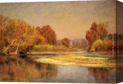 Ottis Canvas Paintings - Sycamores on the Whitewater by John Ottis Adams