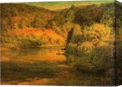 Ottis Canvas Paintings - The Ebb of Day aka The Bank by John Ottis Adams