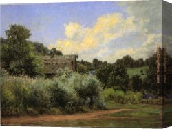 Ottis Canvas Paintings - The Grist Mill by John Ottis Adams