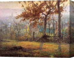 Ottis Canvas Paintings - The Old Mills of Brookville by John Ottis Adams