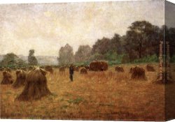 Ottis Canvas Paintings - Wheat wain Afield by John Ottis Adams