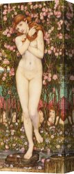 Nymph And Triton Canvas Paintings - Nymph by John Roddam Spencer Stanhope
