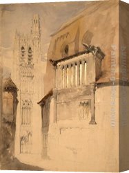 Cathedral Canvas Paintings - Tower of the Cathedral at Sens by John Ruskin