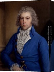 Portrait of a Monk of The Benedictine Order, Holding a Skull Canvas Paintings - Portrait of a Gentleman, half-length, in a blue coat, holding a cane in his right hand by John Russell