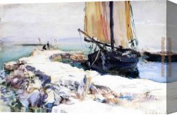 Garda, Canvas Paintings - Above Lake Garda at San Viigilio by John Singer Sargent