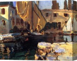 Singer Canvas Paintings - San Vigilio A Boat with Golden Sail by John Singer Sargent