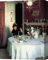 Singer Canvas Paintings - The Breakfast Table by John Singer Sargent