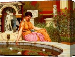 John William Godward Canvas Paintings - A Lily Pond by John William Godward