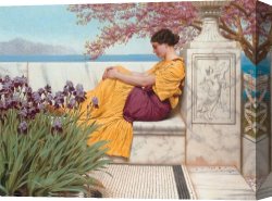John William Godward Canvas Paintings - Under the Blossom that Hangs on the Bough by John William Godward