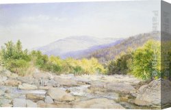 Catskill Canvas Paintings - Landscape View on Catskill Creek by John William Hill