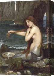John Linnell Canvas Paintings - A Mermaid by John William Waterhouse