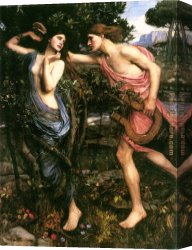 Allegory of May Triumph of Apollo Canvas Paintings - Apollo and Daphne by John William Waterhouse