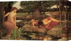 Waterhouse Canvas Paintings - Echo and Narcissus by John William Waterhouse
