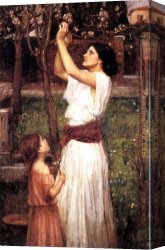 A Holiday Gathering Canvas Paintings - Gathering Almond Blossoms by John William Waterhouse