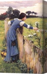 Waterhouse Gather Flower Girls Canvas Paintings - waterhouse The Flower Picker by John William Waterhouse