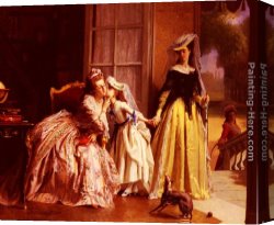 Marie Canvas Paintings - La Reine marie-Antoinette Et Sa Fille, Madame Royale, A Versailles by Joseph Caraud