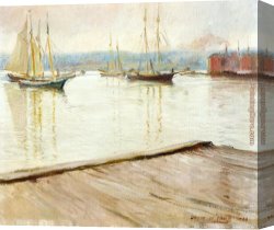 Decamps Canvas Paintings - At Gloucester aka Gloucester Harbor by Joseph DeCamp