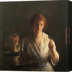 Decamps Canvas Paintings - Blue Bird by Joseph DeCamp
