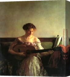 Decamps Canvas Paintings - The Guitar Player by Joseph DeCamp