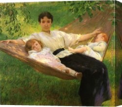 Decamps Canvas Paintings - The Hammock by Joseph DeCamp