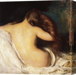 Decamps Canvas Paintings - Woman Drying Her Hair by Joseph DeCamp
