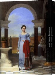 Wife Canvas Paintings - Portrait of Colette Versavel, Wife of Isaac J. de Meyer by Joseph-Francois Ducq