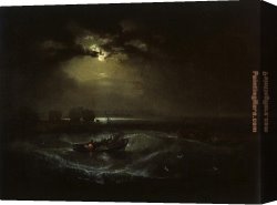 Puffins Over Sea Canvas Paintings - Fishermen at Sea by Joseph Mallord William Turner