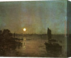 Study of a Punt Moored at Twickenham Canvas Paintings - Moonlight A Study at Millbank by Joseph Mallord William Turner