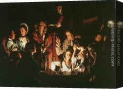 Kentucky Derby Canvas Paintings - Experiment with the Air-Pump by Joseph Wright of Derby