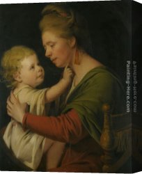 Kentucky Derby Canvas Paintings - Portrait of Jane Darwin and her son William Brown Darwin by Joseph Wright of Derby