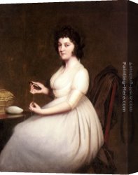 Kentucky Derby Canvas Paintings - Portrait of Mrs Abney by Joseph Wright of Derby