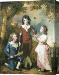 Kentucky Derby Canvas Paintings - The Children of Hugh and Sarah Wood of Swanwick, Derbyshire by Joseph Wright of Derby